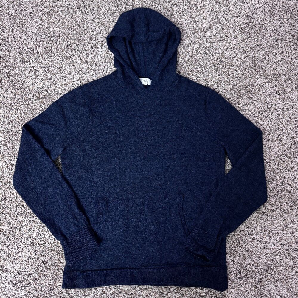 The Commons Hoodie Sweater Womens Medium Tall Blue Merino Wool Soft Knit